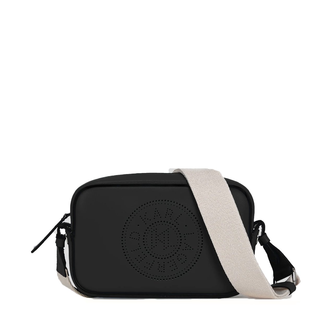 K/Circle Perforated Crossbody Bag -Black/Nickel