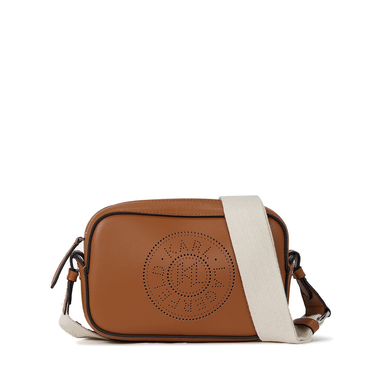 K/Circle Perforated Crossbody Bag -Dark Tan