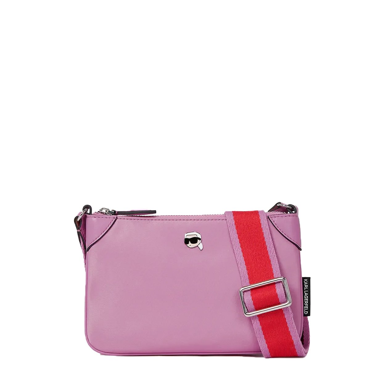 Ikon Nylon Pin Stripe Crossbody Pouch Bag -Cyclamen