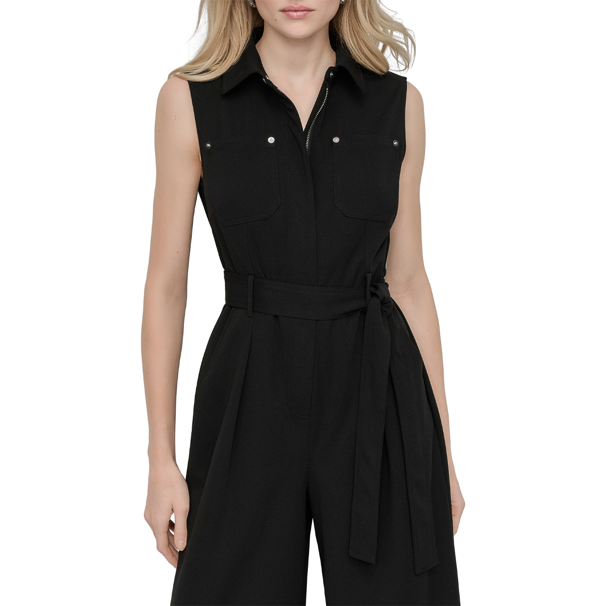 Sleeveless Cargo Pocket Jumpsuit -Black - Image 3