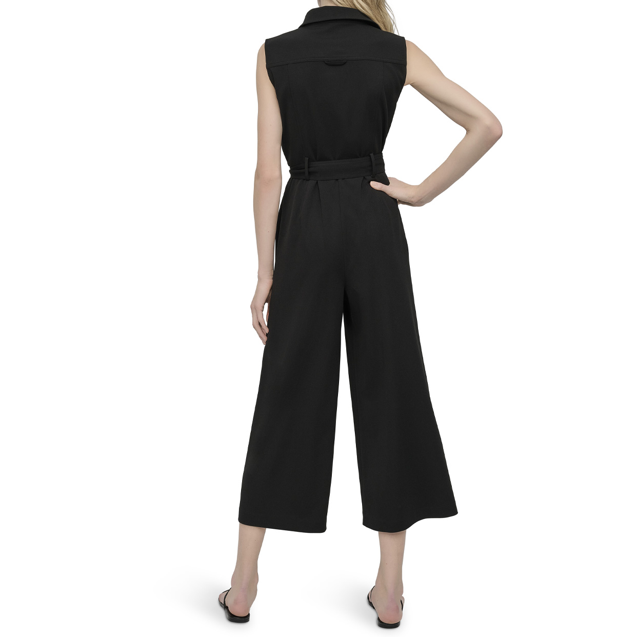 Sleeveless Cargo Pocket Jumpsuit -Black - Image 4