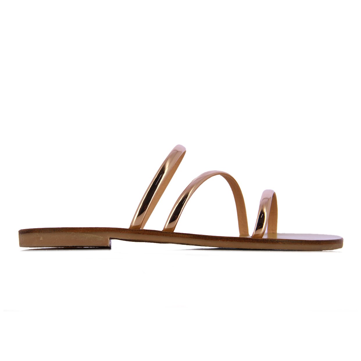 Strappy Slip-On Sandals -Gold