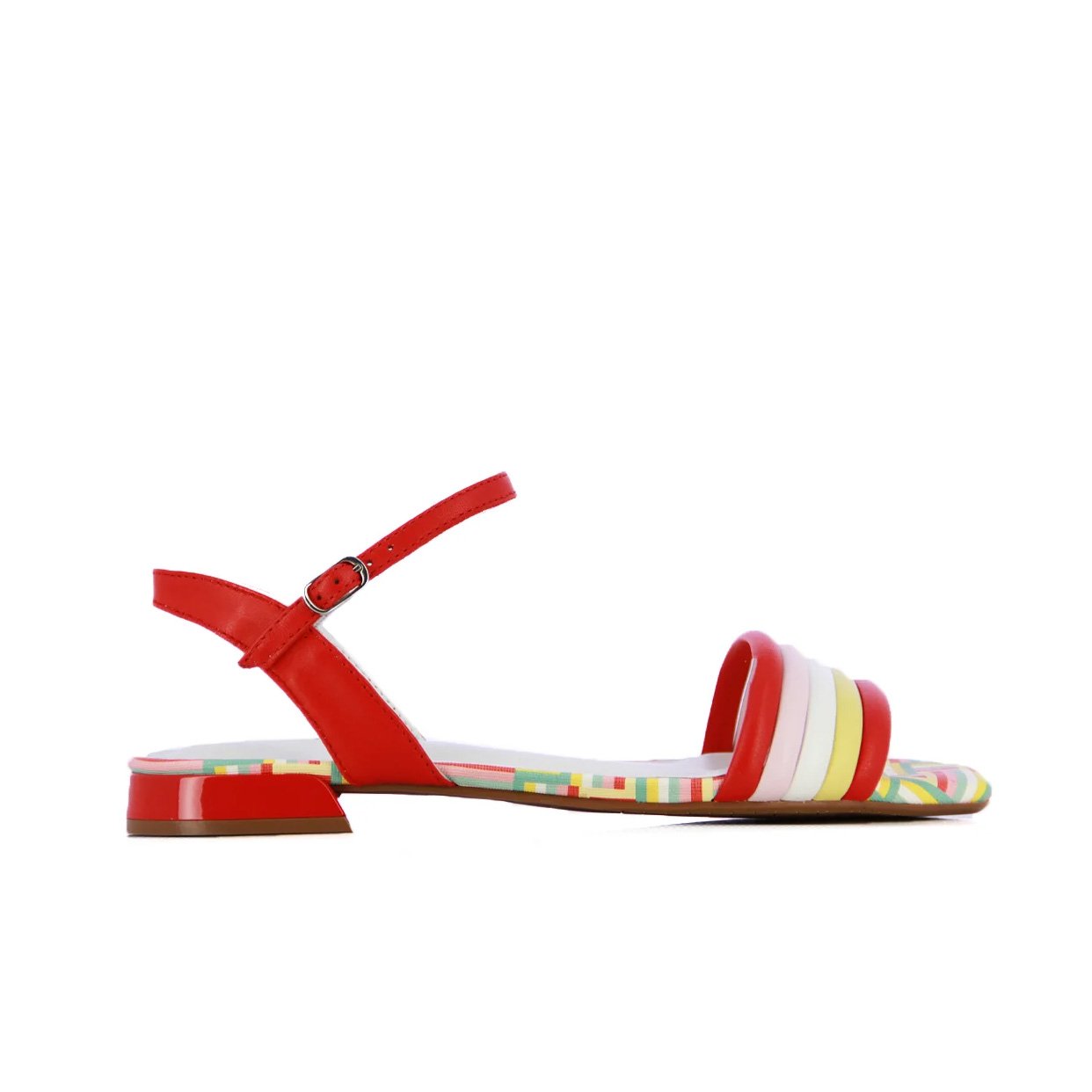 Colour Block Sandals -Red/Multi