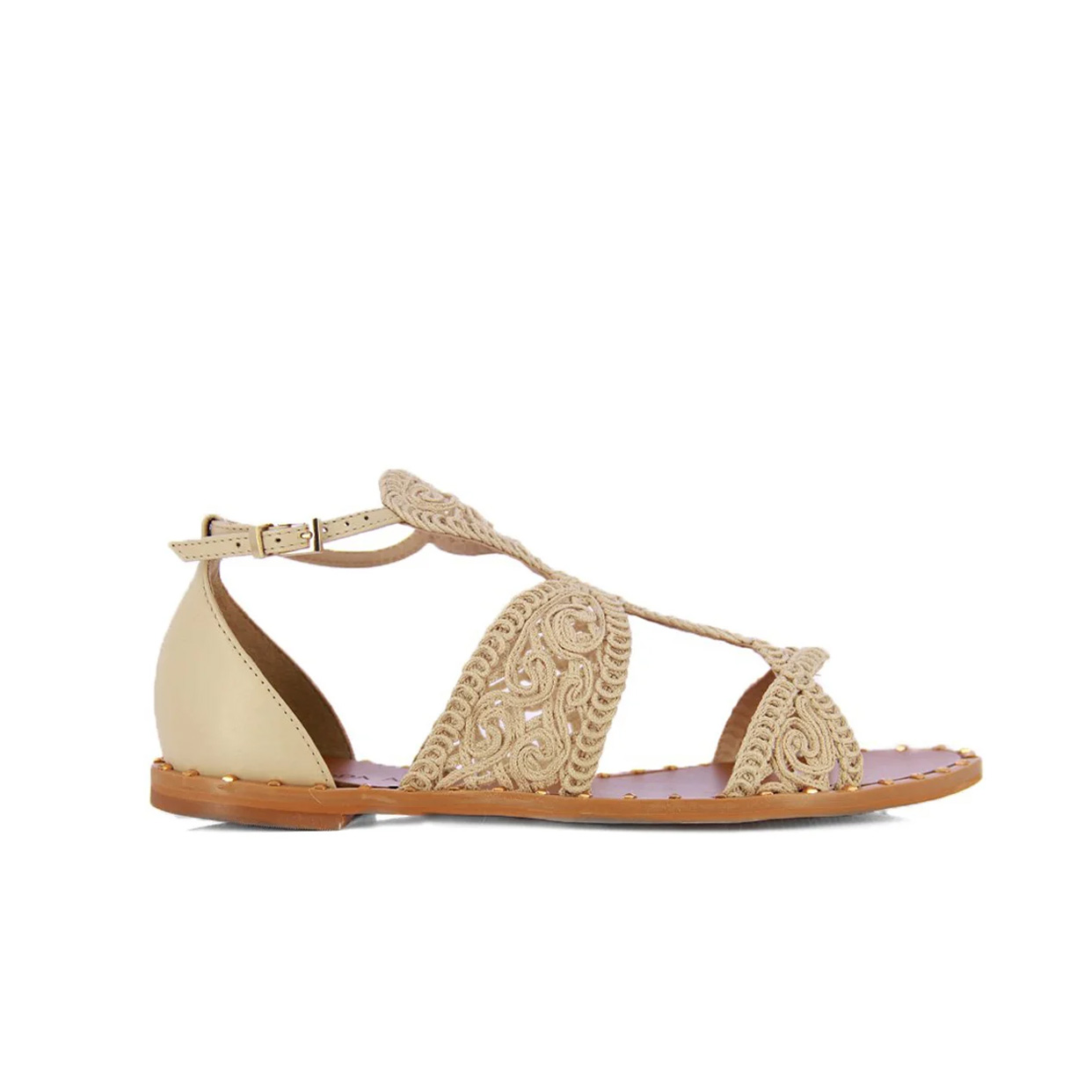 Raffia Flat Sandals -Bistro