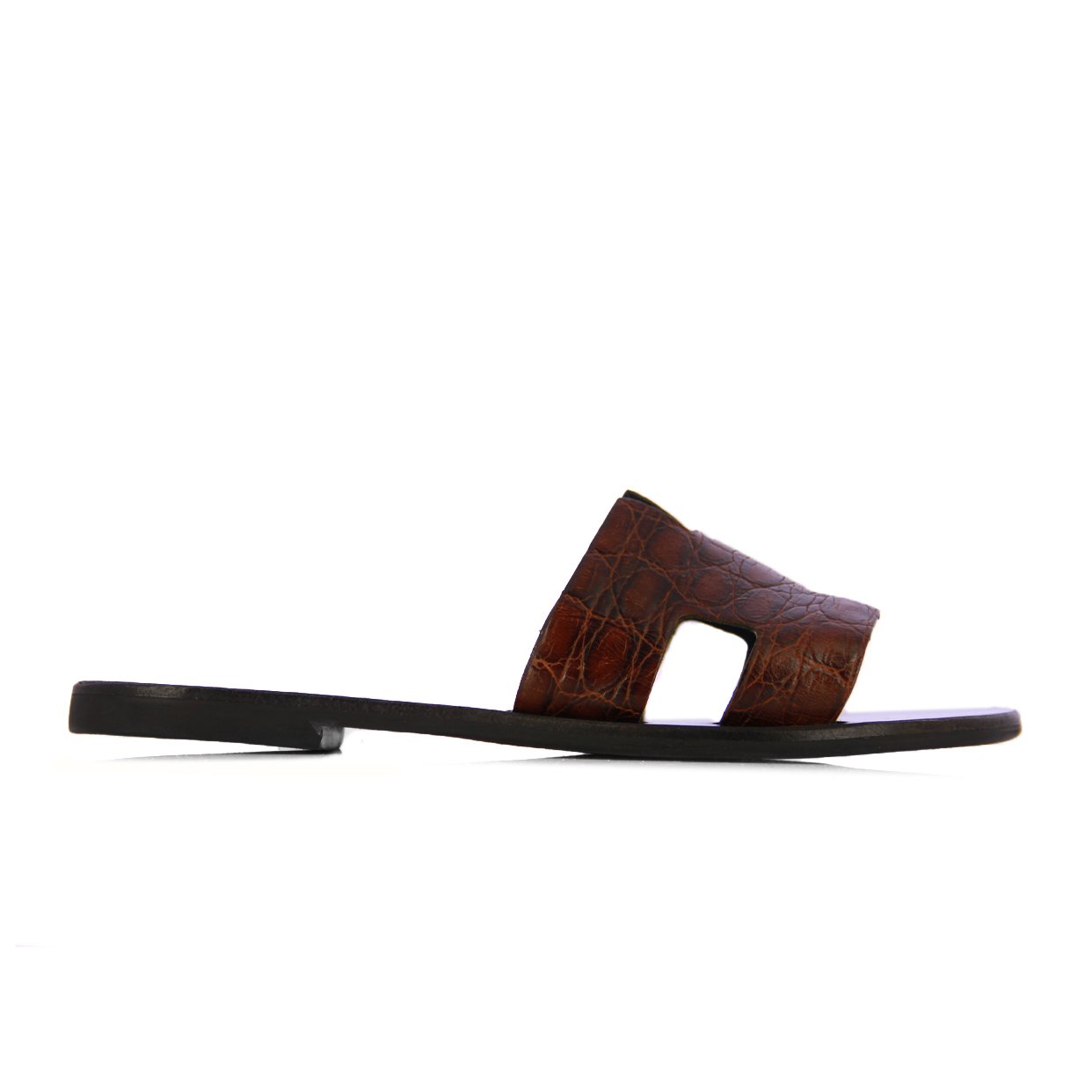 Flat Cut-Out Sandal -Brown