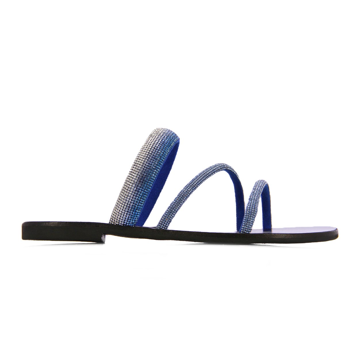 Rhinestone Strap Sandals -Blue