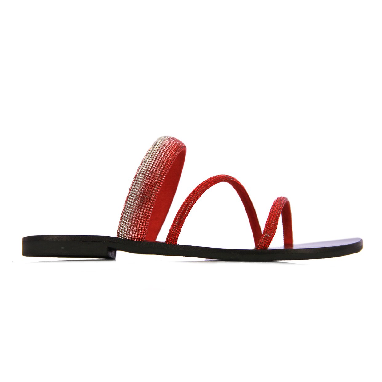 Rhinestone Strap Sandals -Red