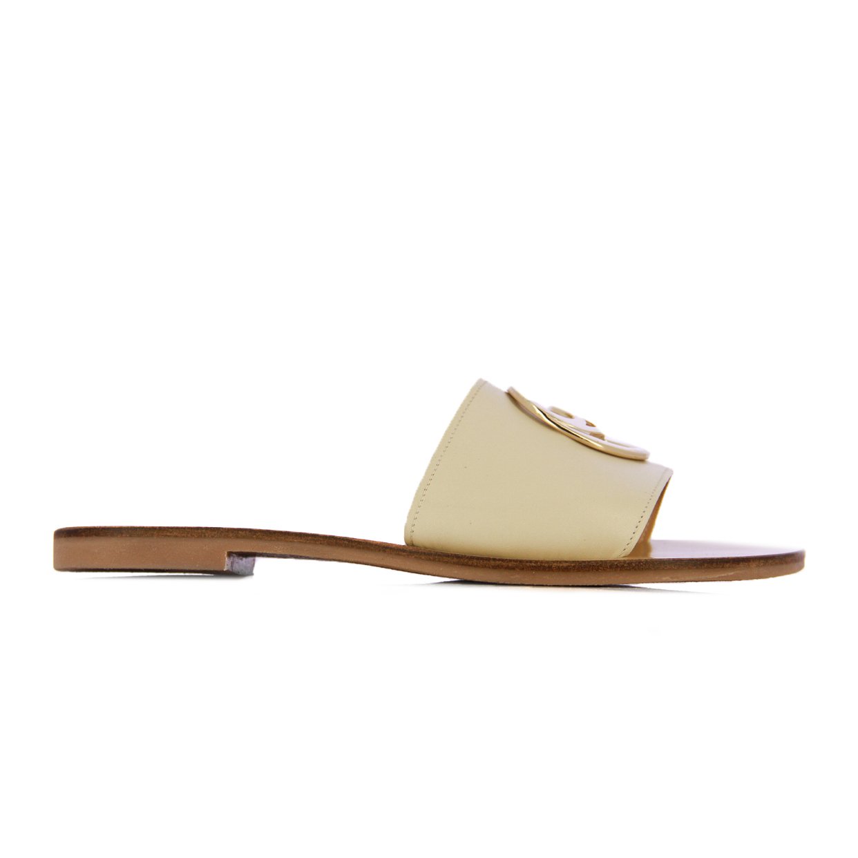 Buckle Slip-On Sandals -Beige