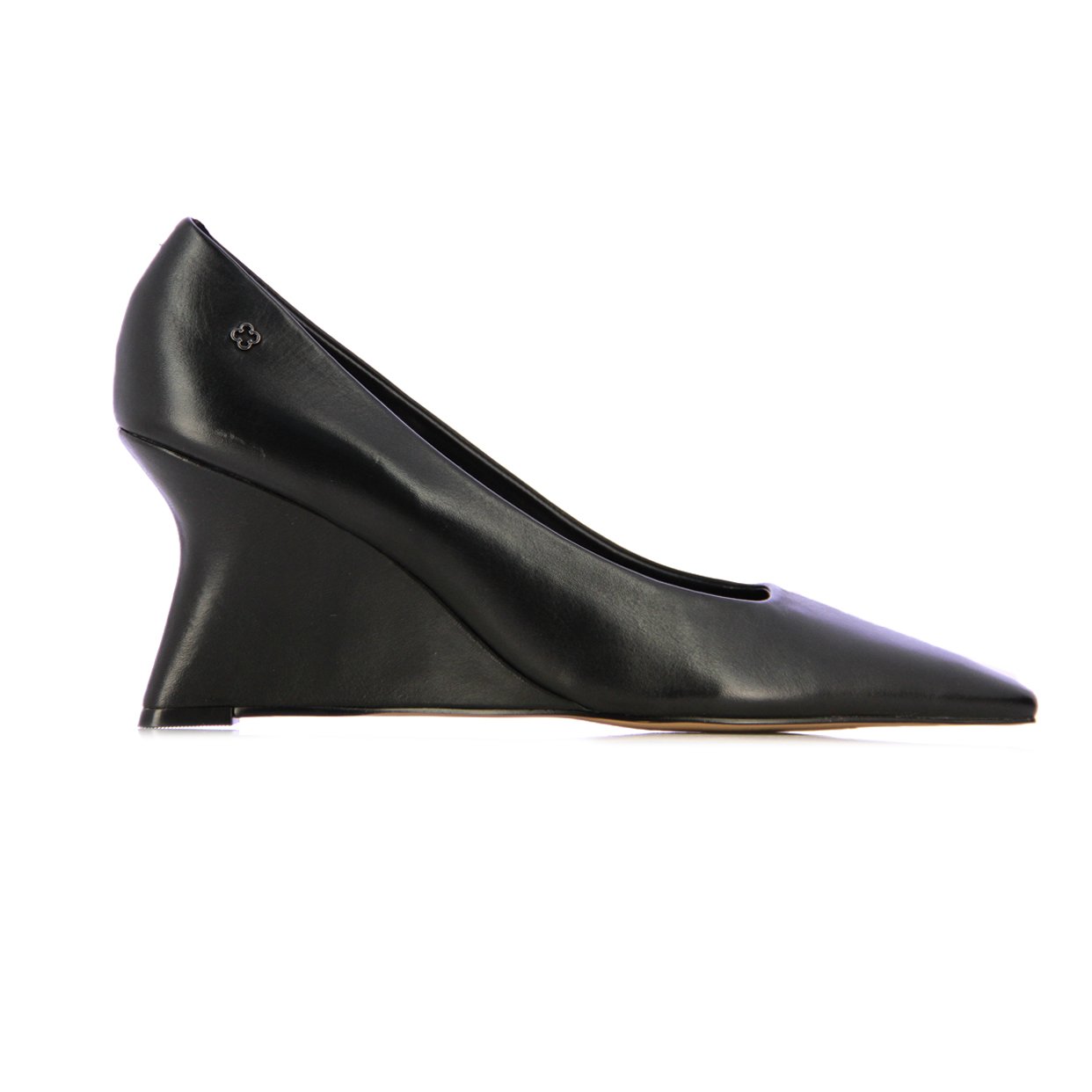 Leather Wedge Heels -Black
