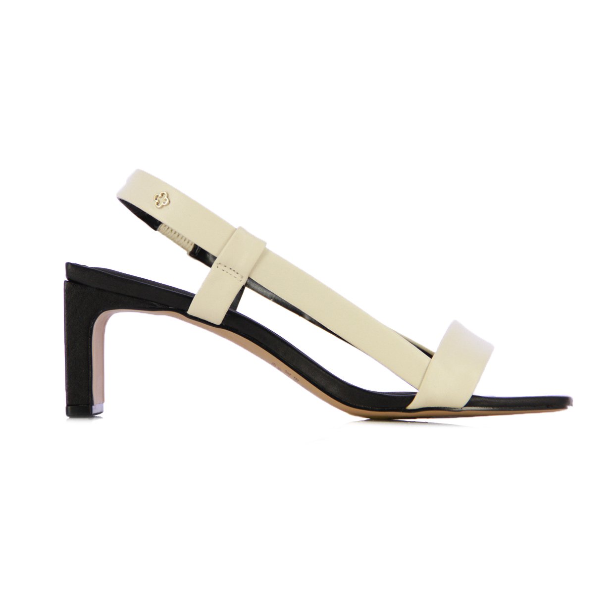 Slingback Leather Sandal -Black/Cream