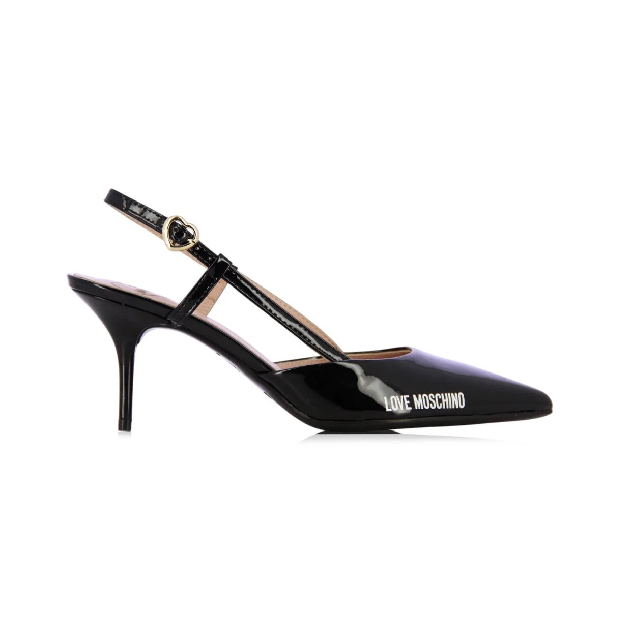 Rubber Logo Slingback Heel -Black