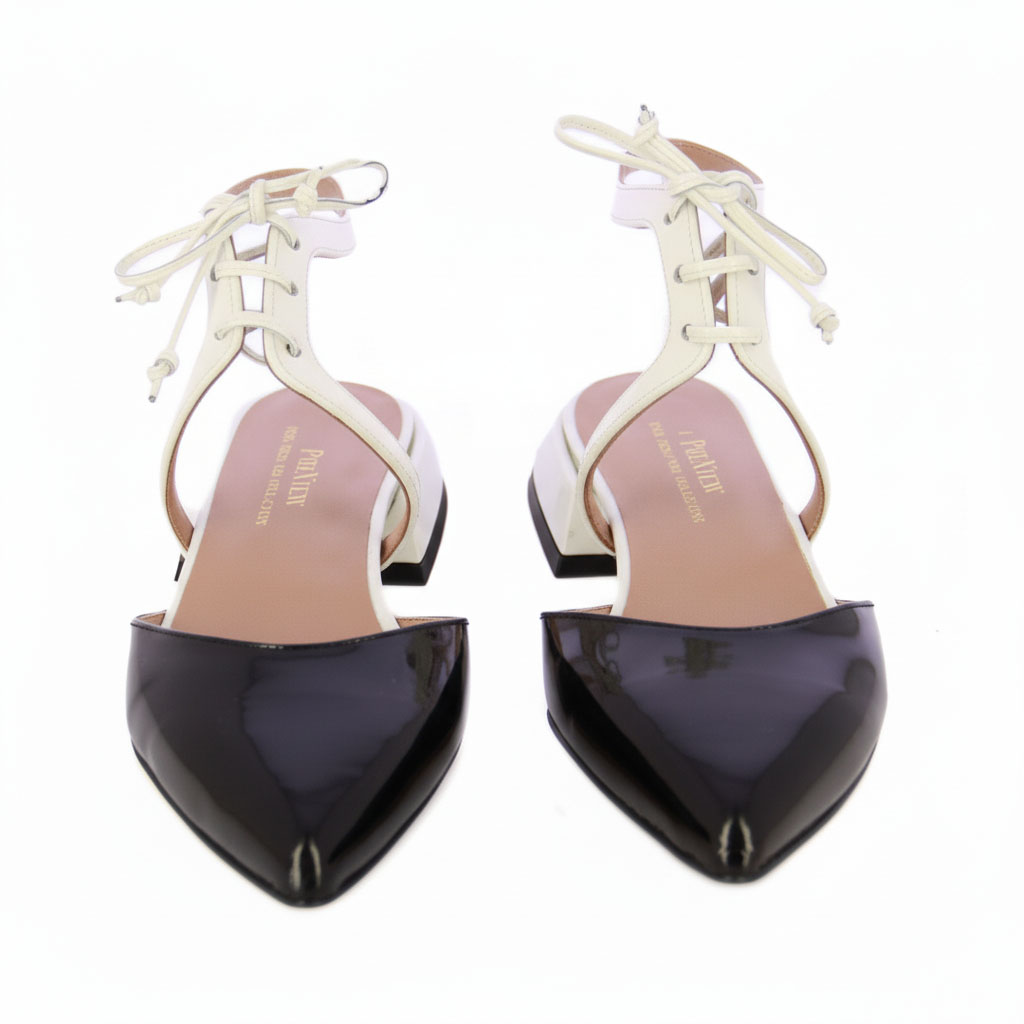 Two-Tone Ankle Strap Flats -Black - Image 3