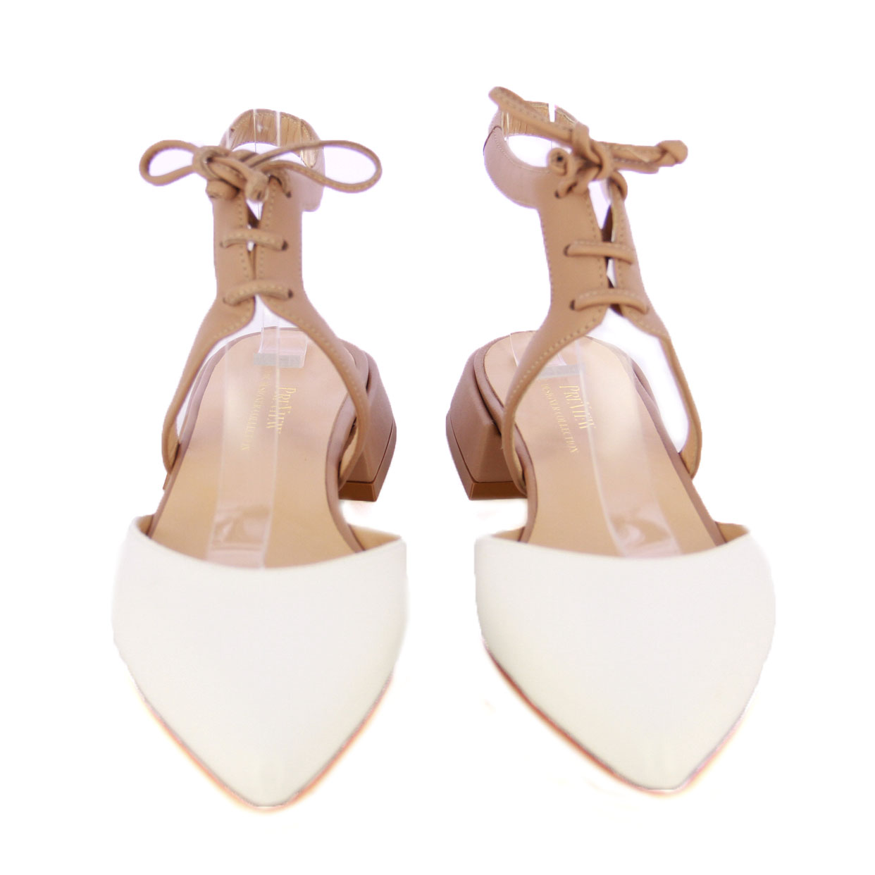 Two-Tone Ankle Strap Flats -White - Image 3