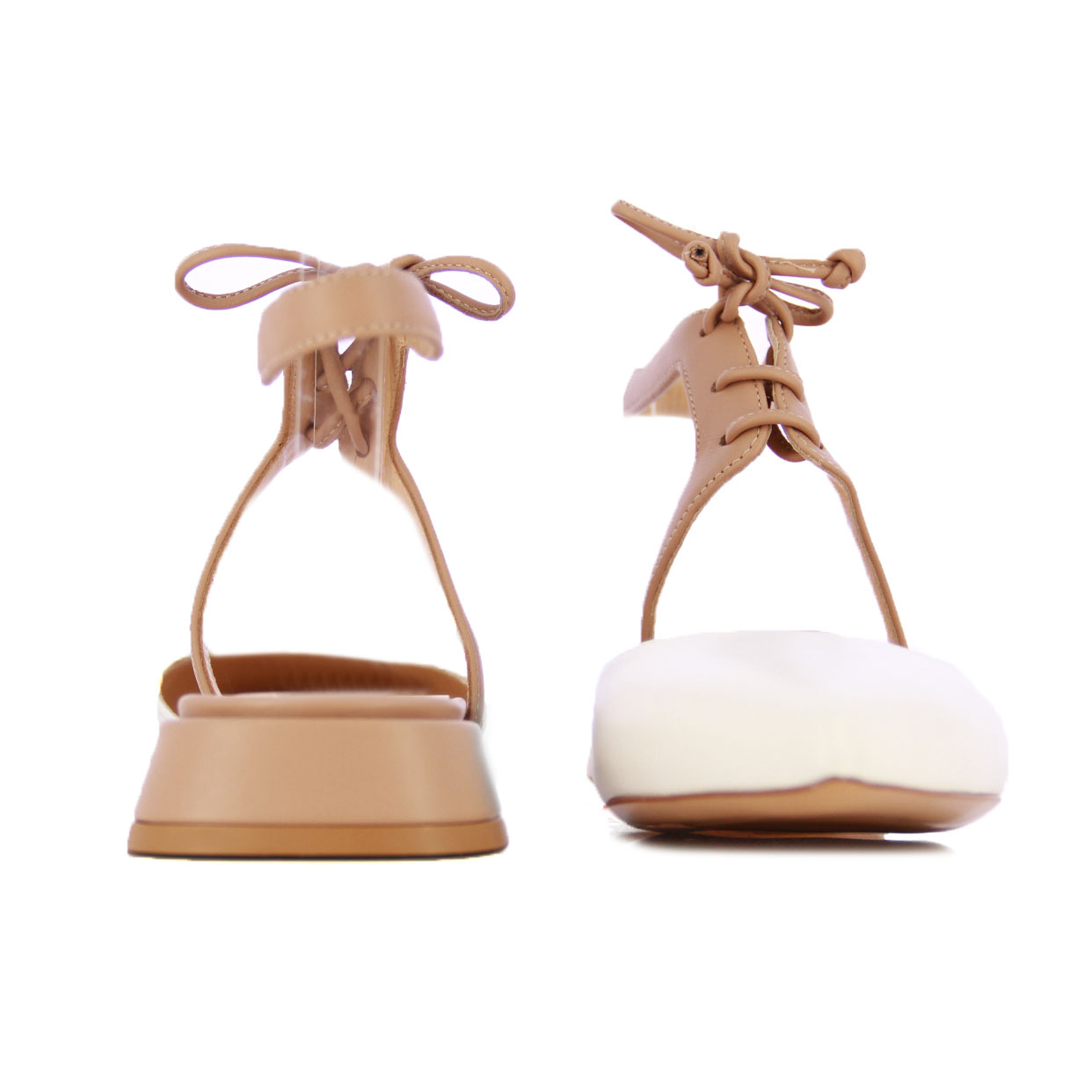 Two-Tone Ankle Strap Flats -White - Image 4