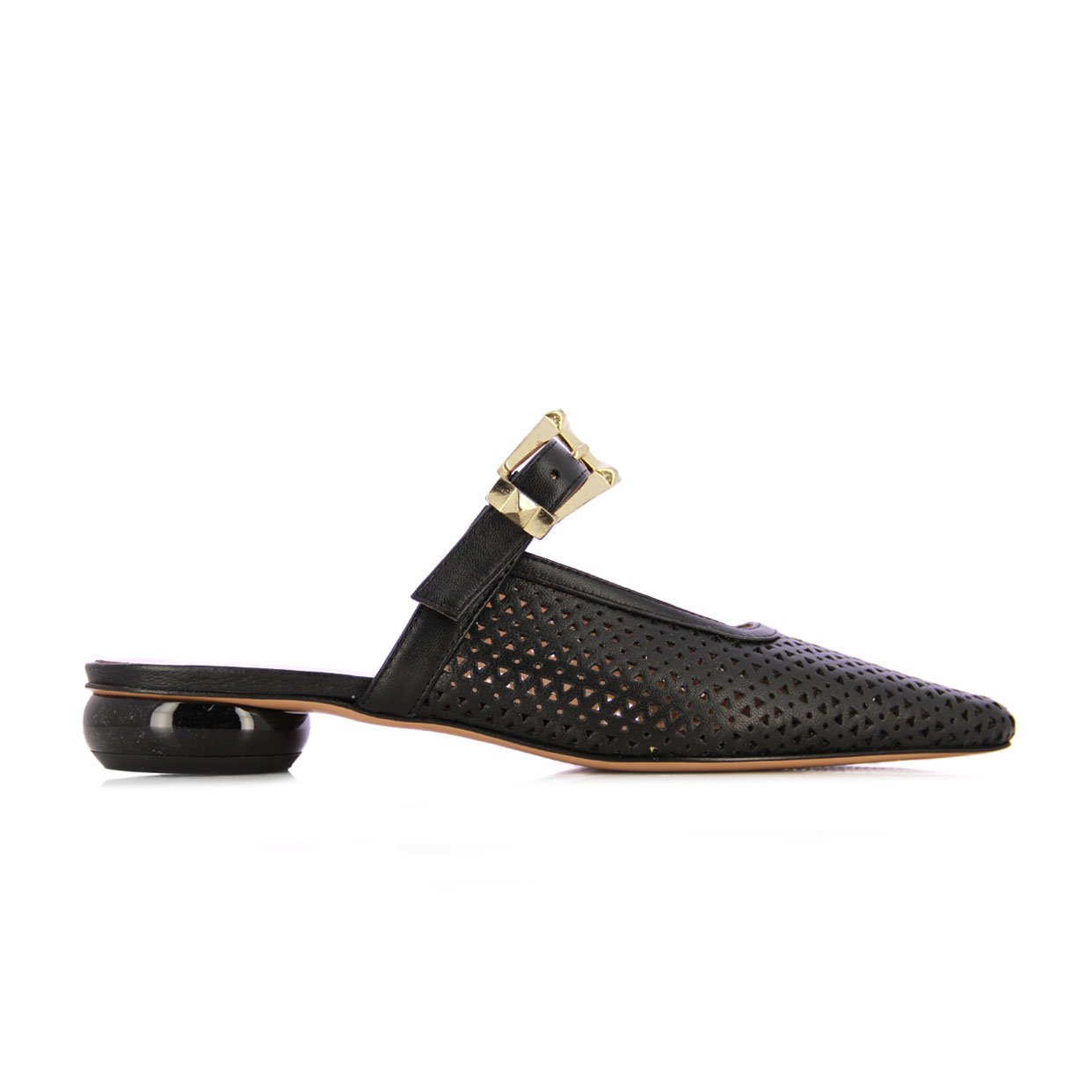 Slip-On Buckle Flats -Black