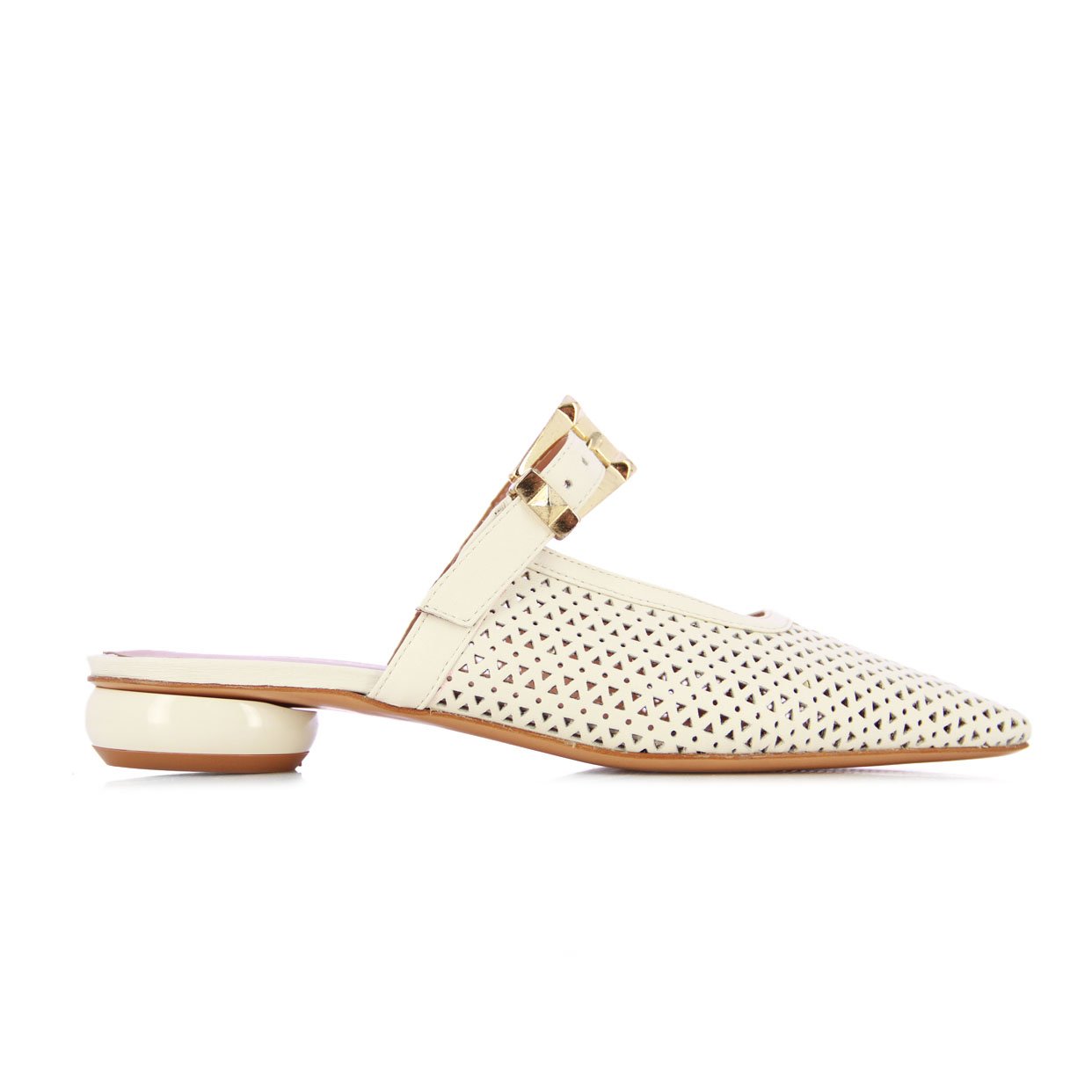 Slip-On Buckle Flats -Off White
