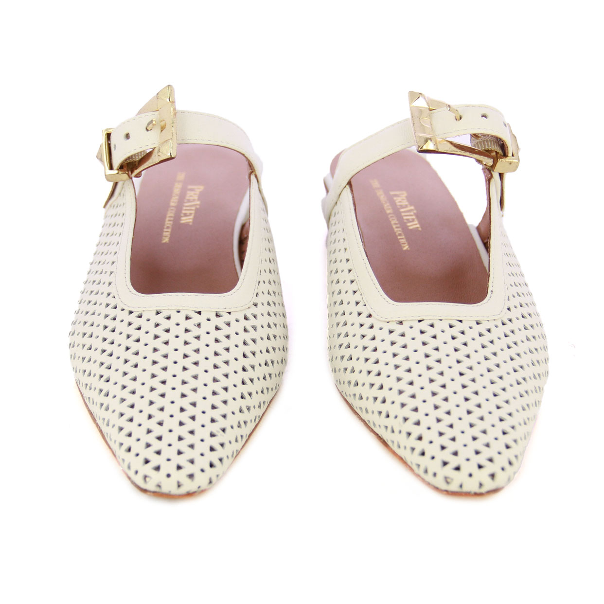 Slip-On Buckle Flats -Off White - Image 3