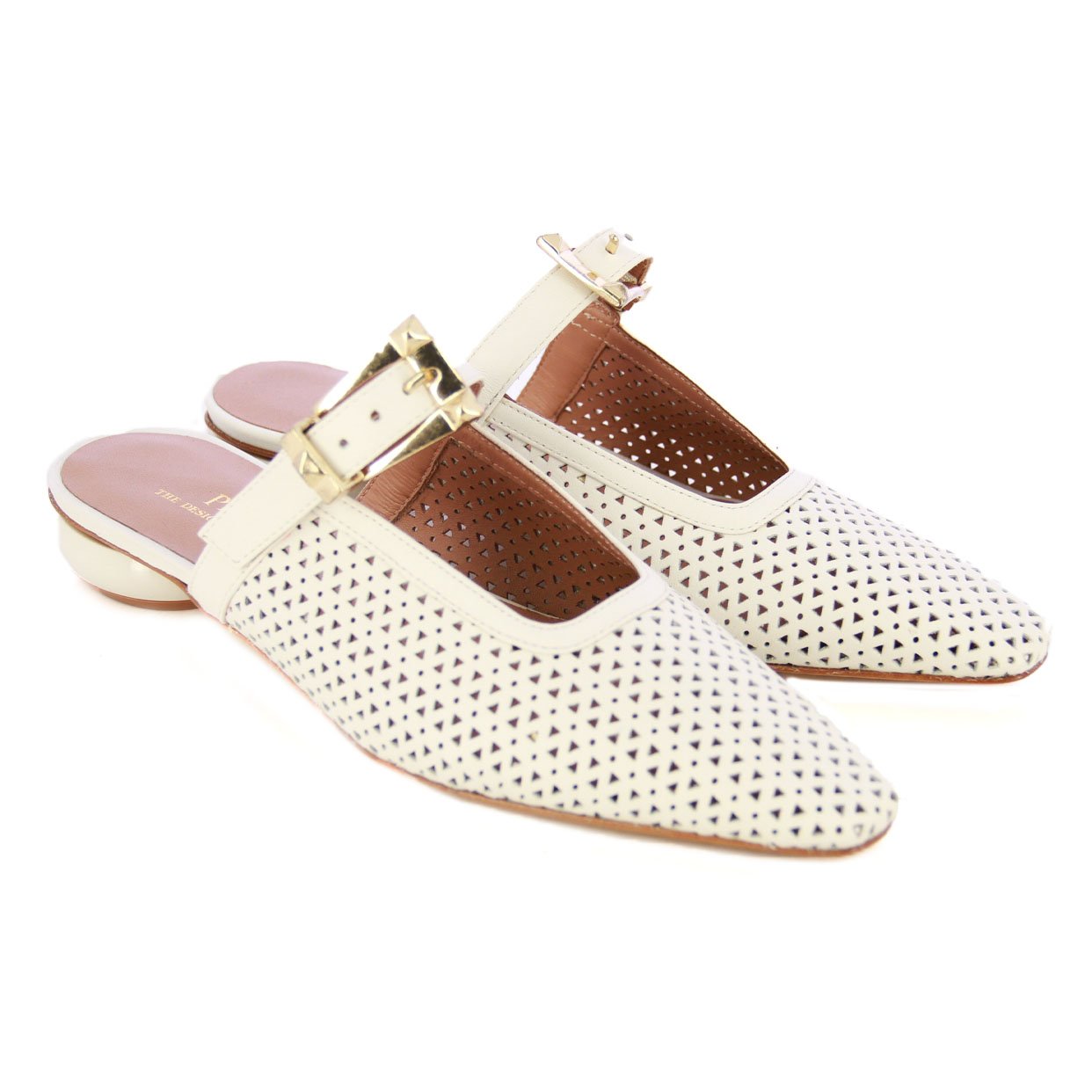 Slip-On Buckle Flats -Off White - Image 2