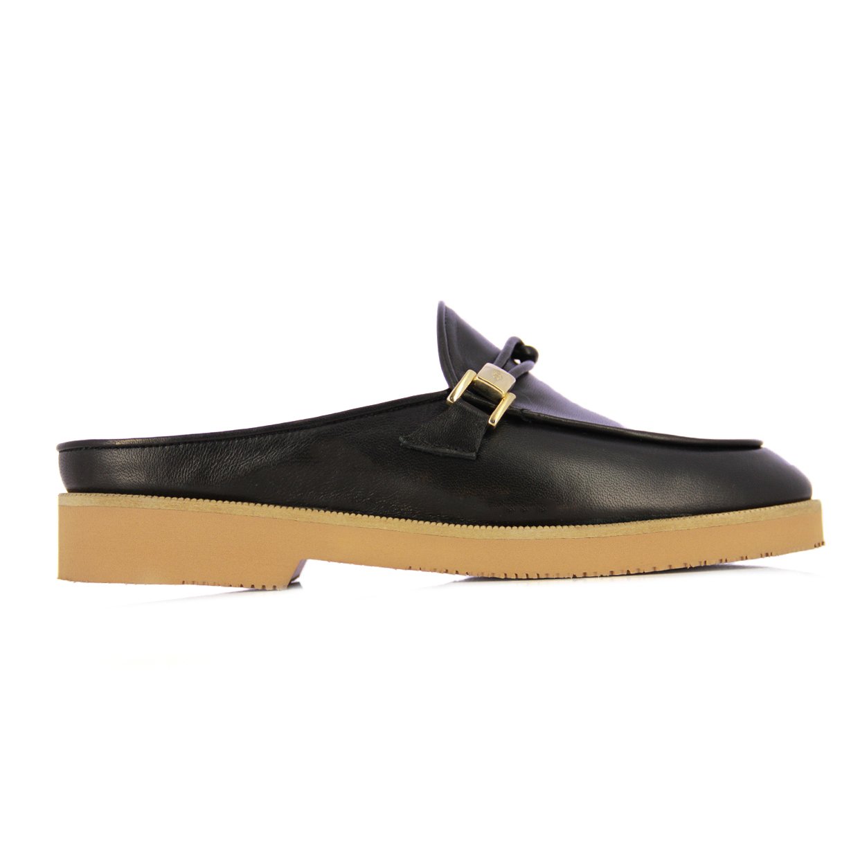 Slip On Buckle Mules -Black