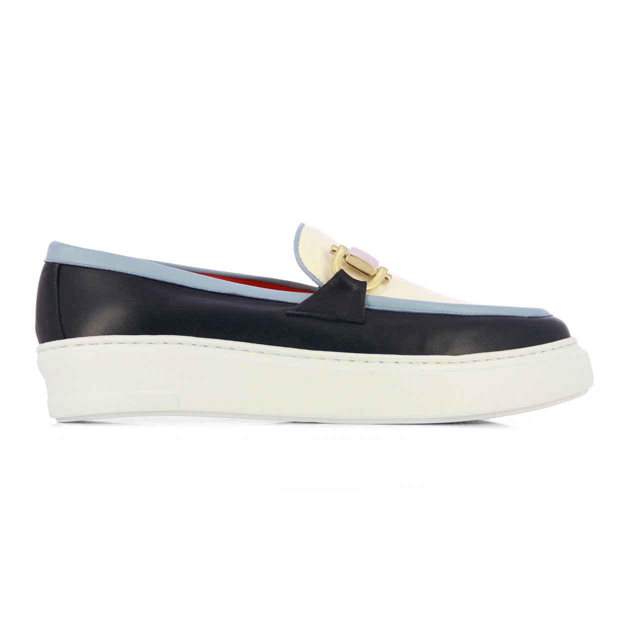 Two-Tone Leather Loafers -Blue