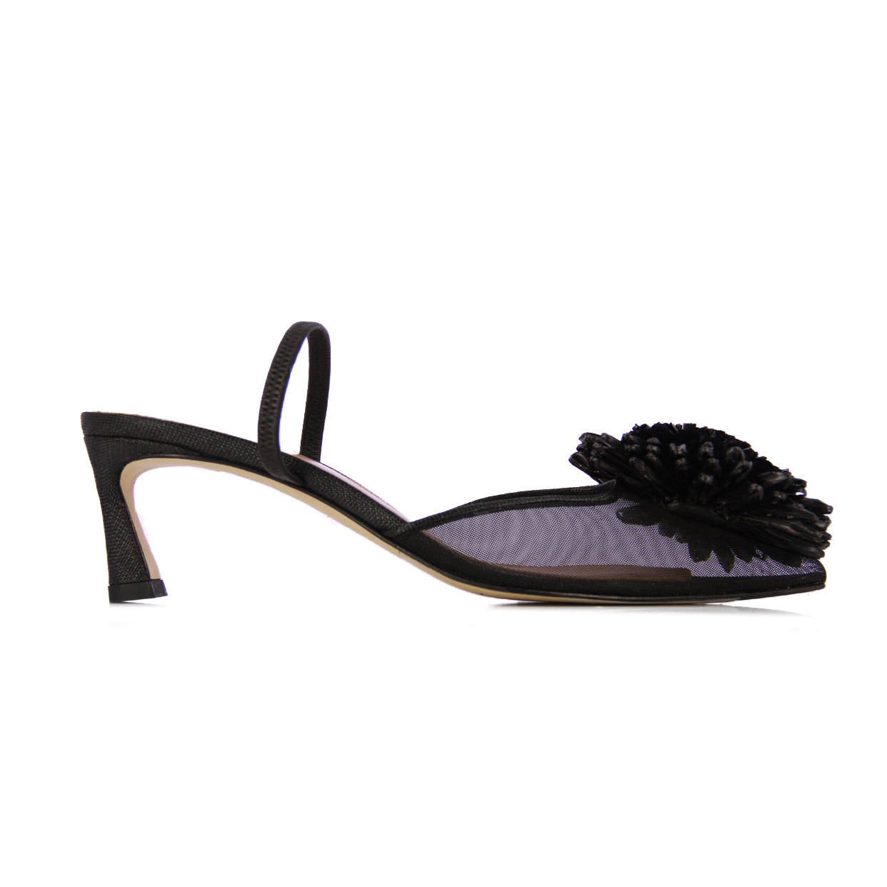 Slip-On Raffia Heels -Black