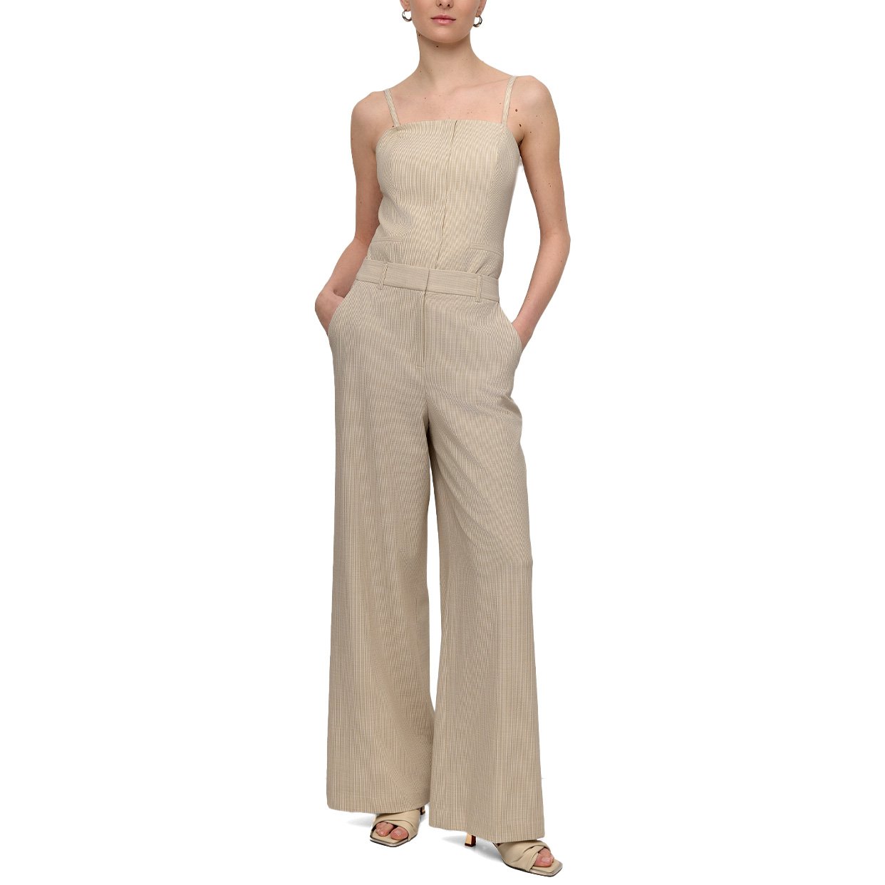 High Waist Wide Leg Pants -Beige