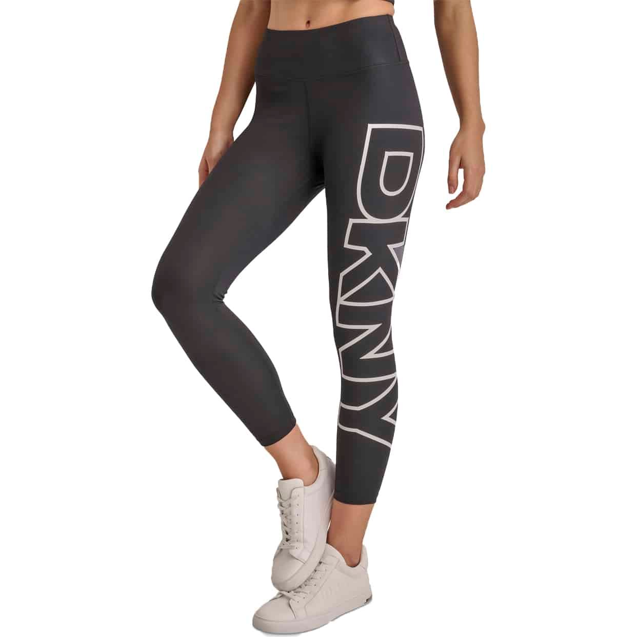 Cropped Mid-Rise Logo Compression Leggings -Black/White