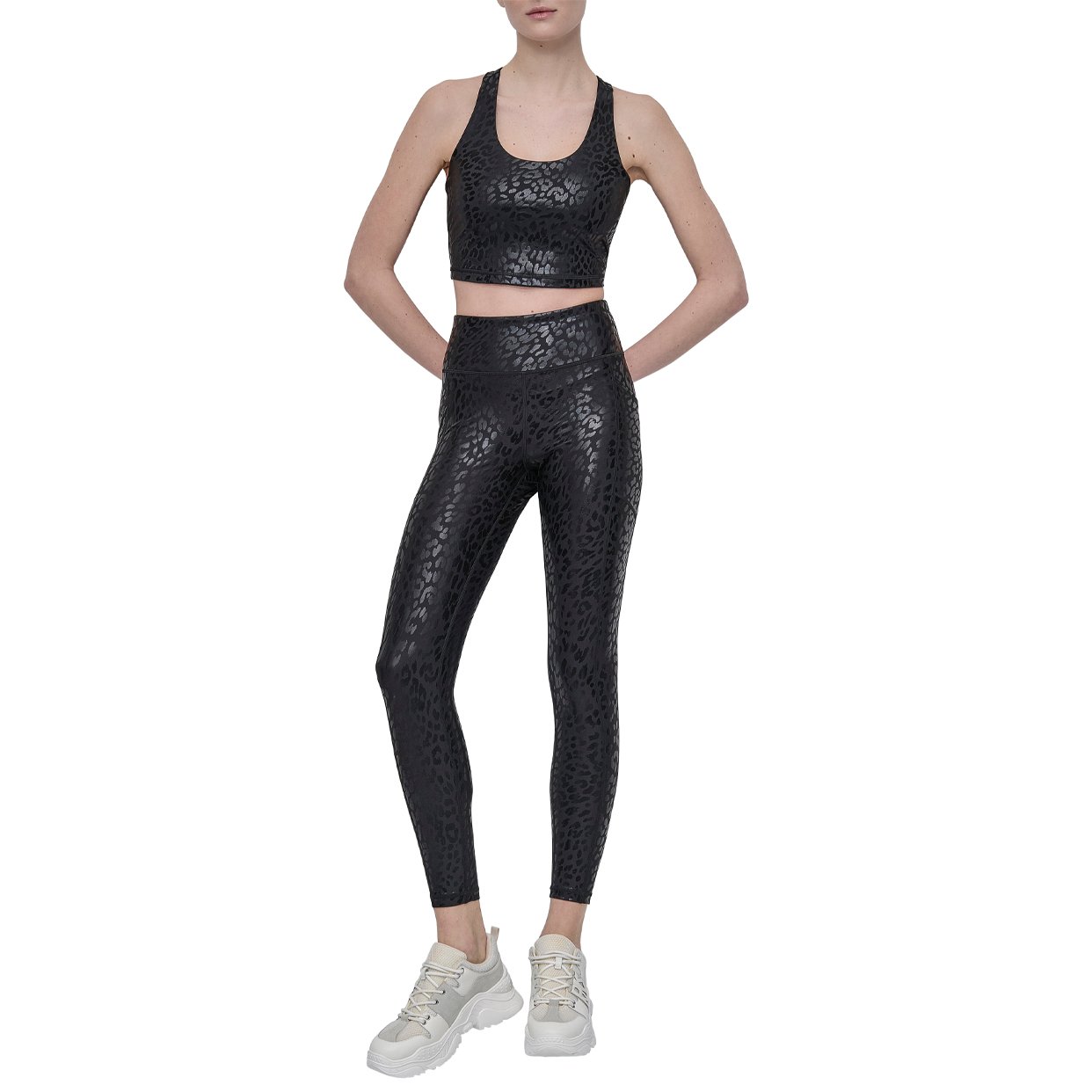 Mid Rise 7/8 Leggings -Black/Grey