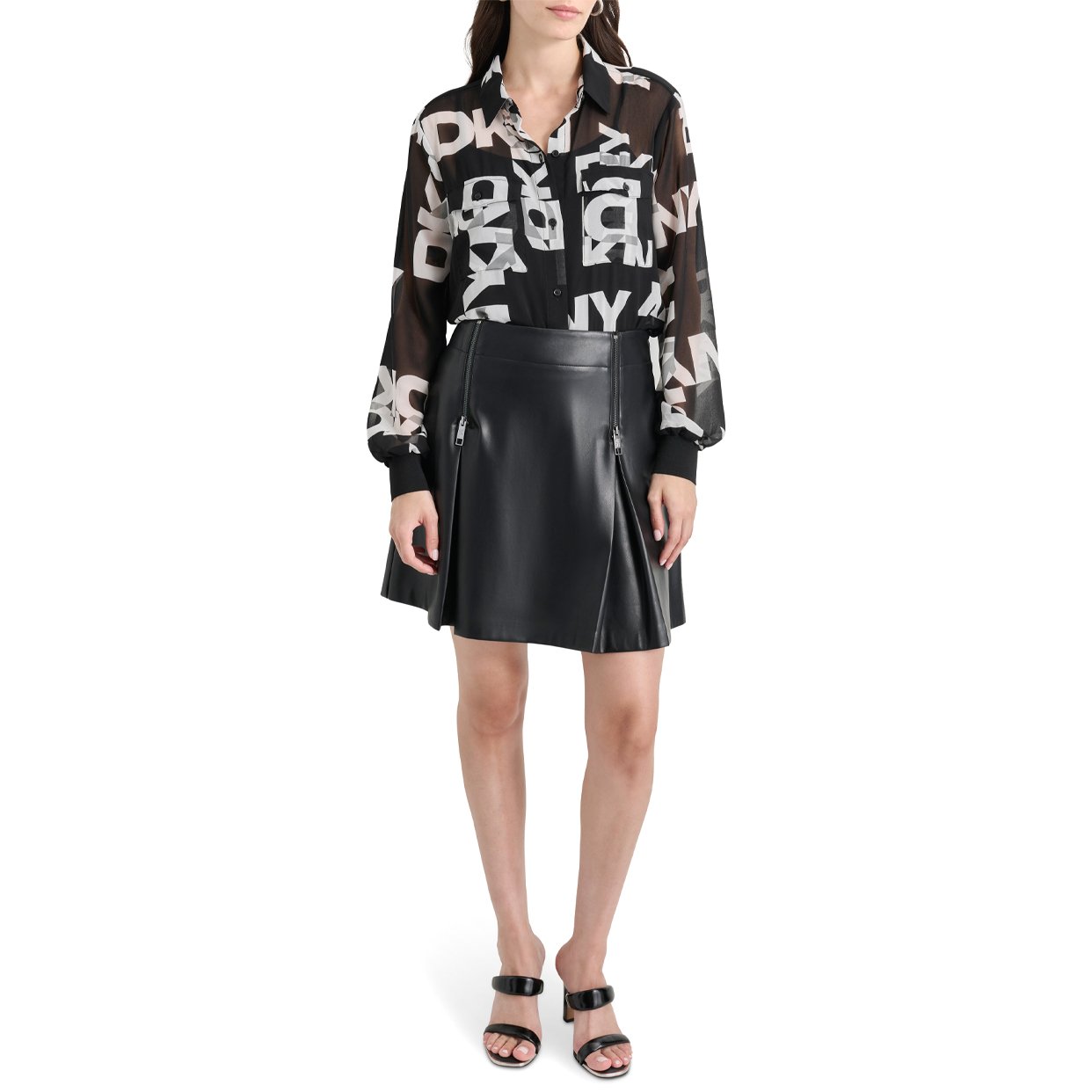 Logo Print Shirt -Black/Ivory