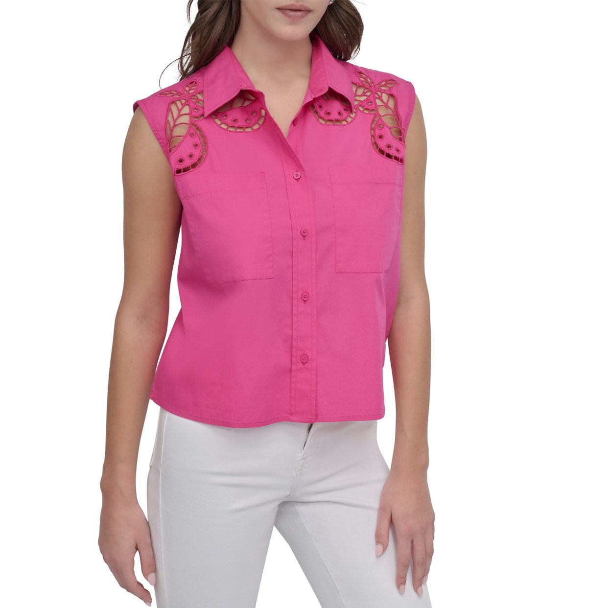 Poplin Button Up Shirt -Pink - Image 2