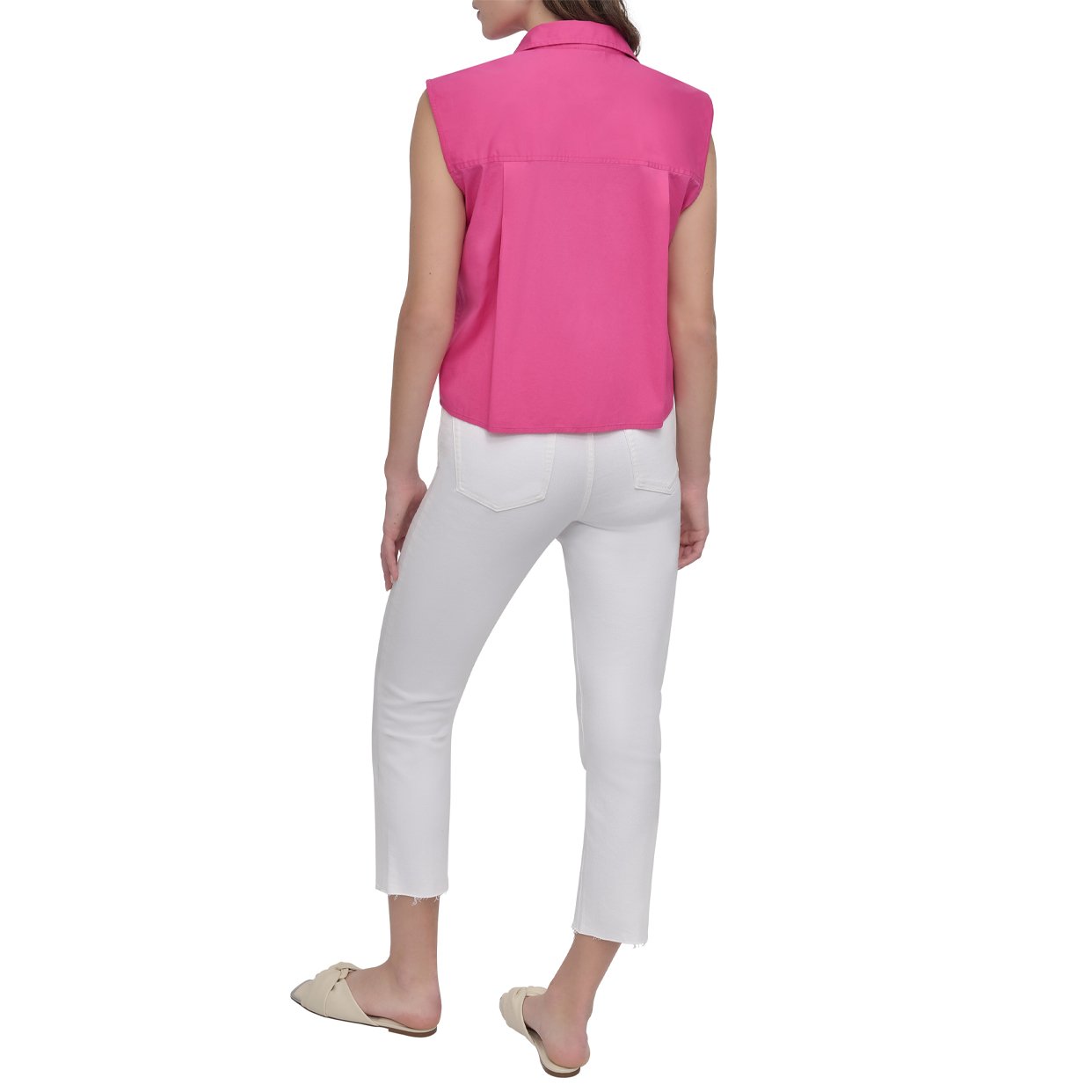 Poplin Button Up Shirt -Pink - Image 4