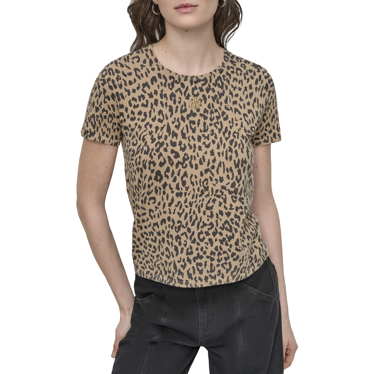 Cheetah Print Short Tee -Beige/Multi