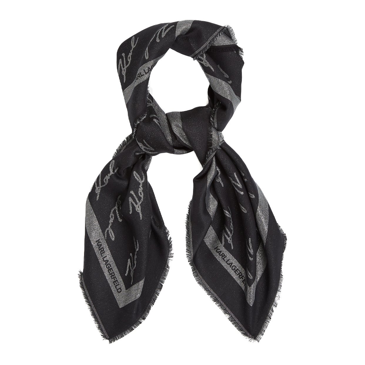 K/Signature Metal Jacquard Scarf -Black