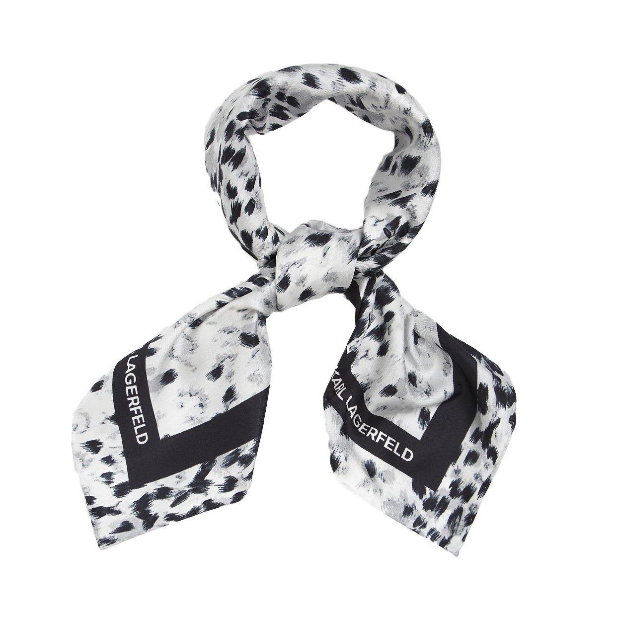 K/Signature Leopard Silk Scarf -Black