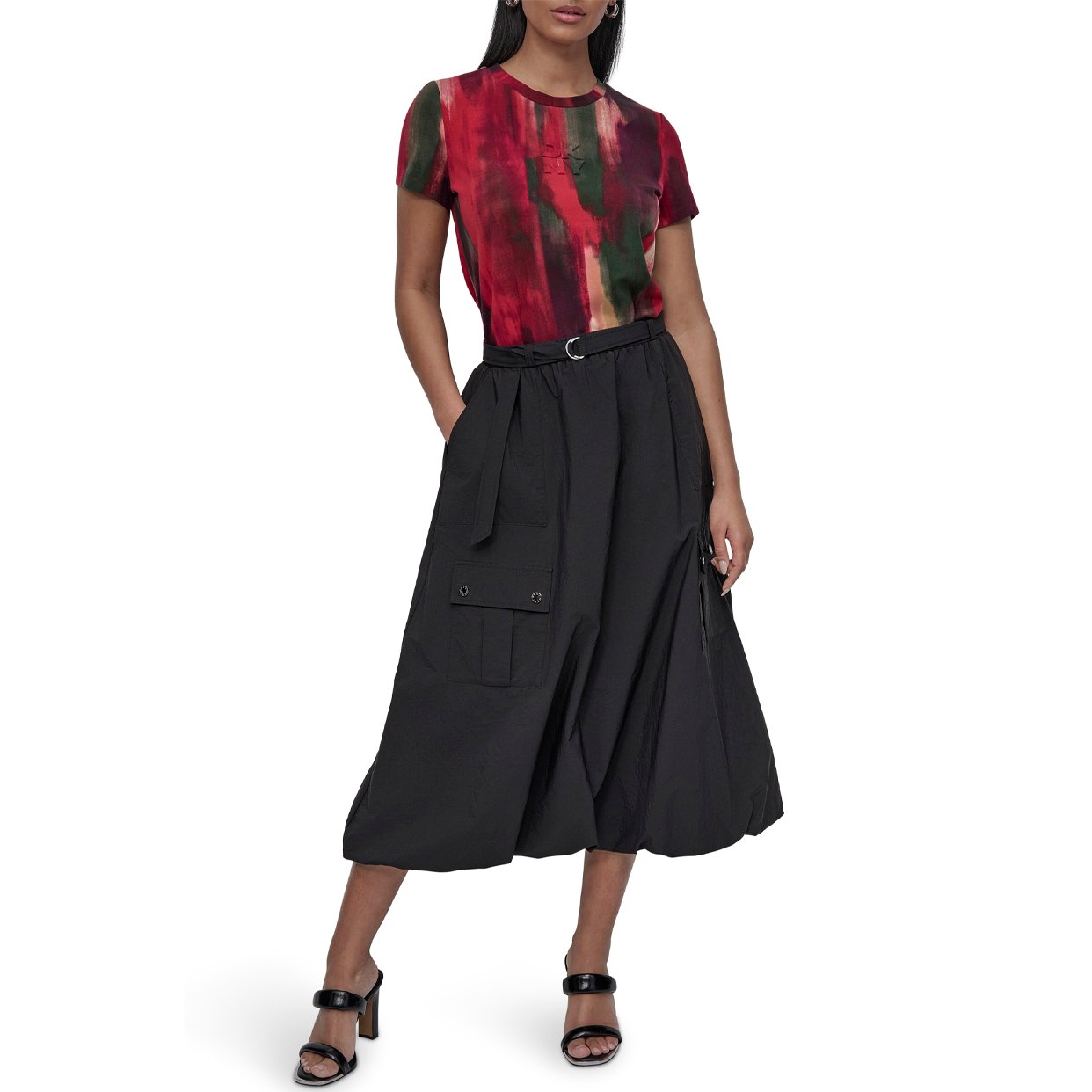 Rumpled Tech Cargo Skirt -Black