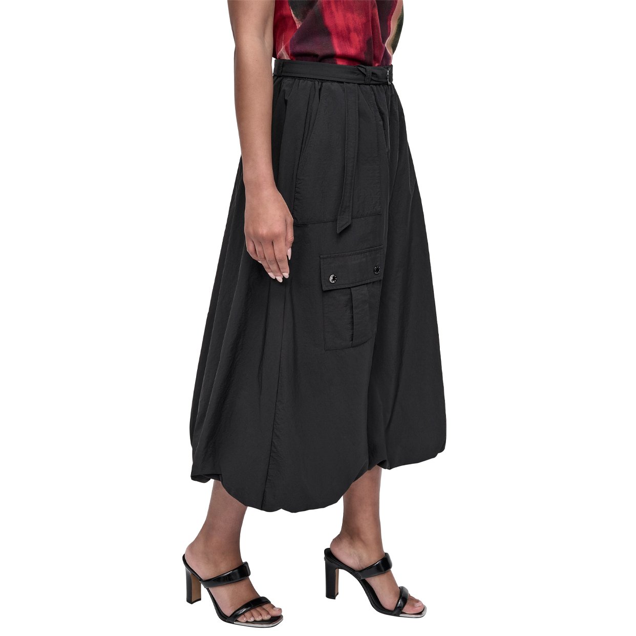Rumpled Tech Cargo Skirt -Black - Image 2