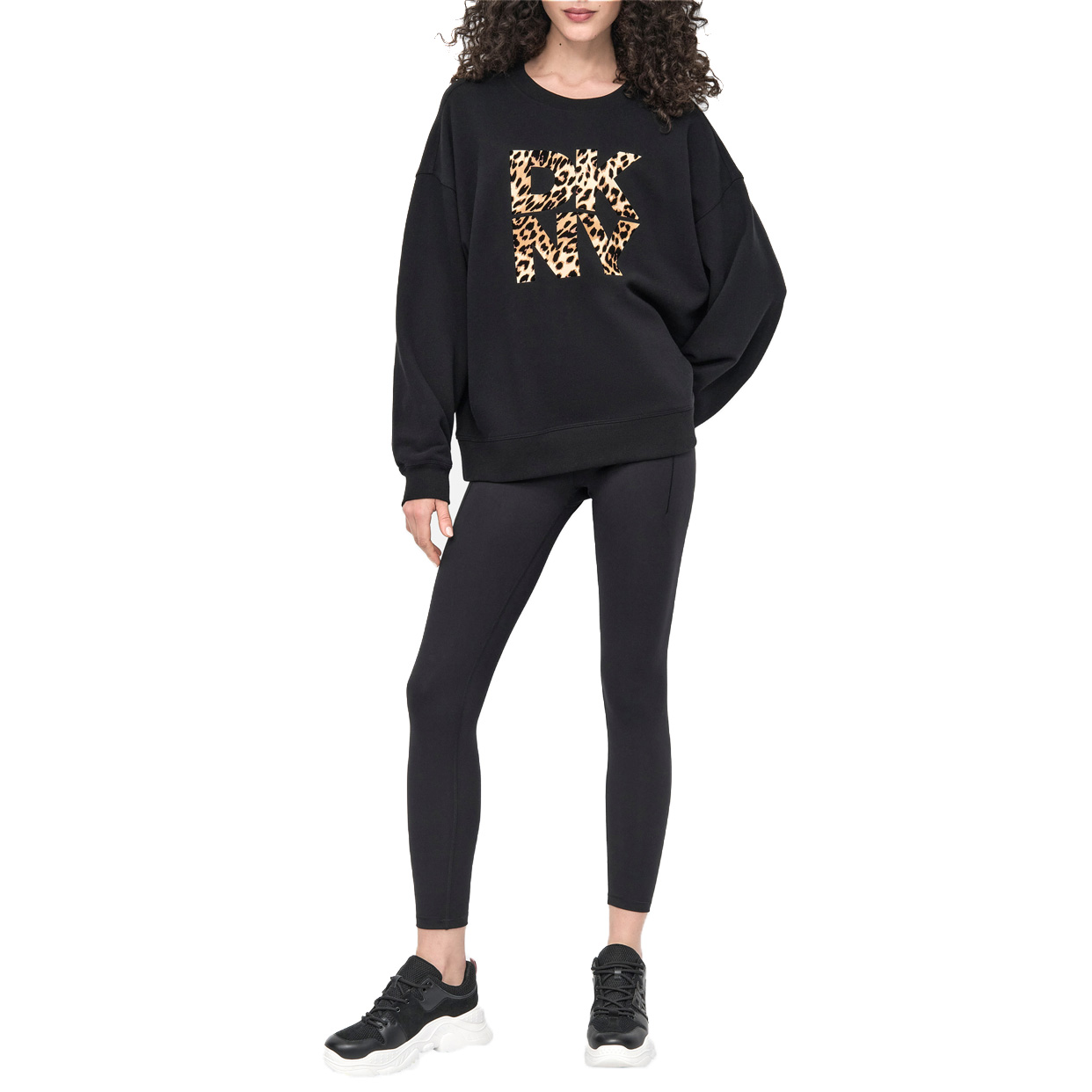 New York Stacked Animal Print Sweater -Black/Black