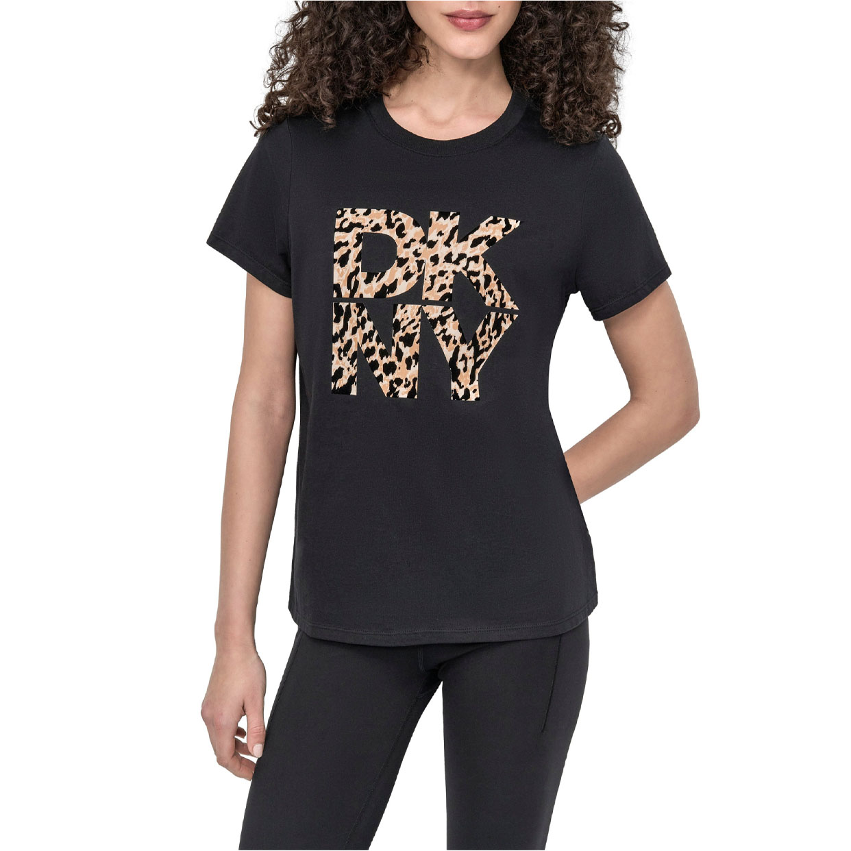 New York Stacked Animal Print T-Shirt -Black/Black