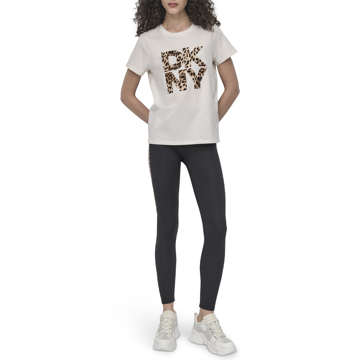 New York Stacked Animal Print T-Shirt -Egg Nog
