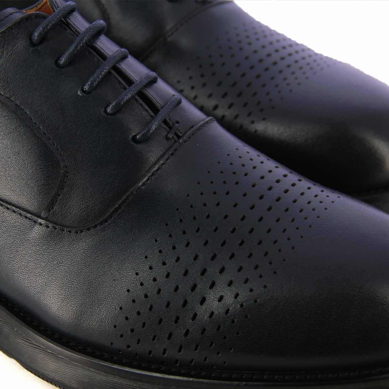 Perforated Leather Lace-Ups -Navy - Image 4