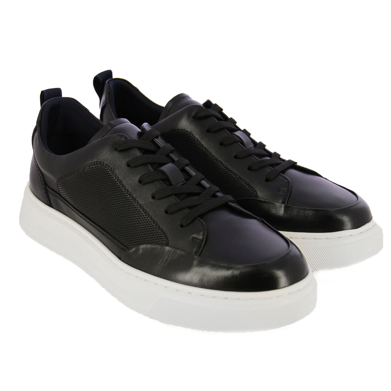 Refined Leather Low-Top Sneaker -Black - Image 2