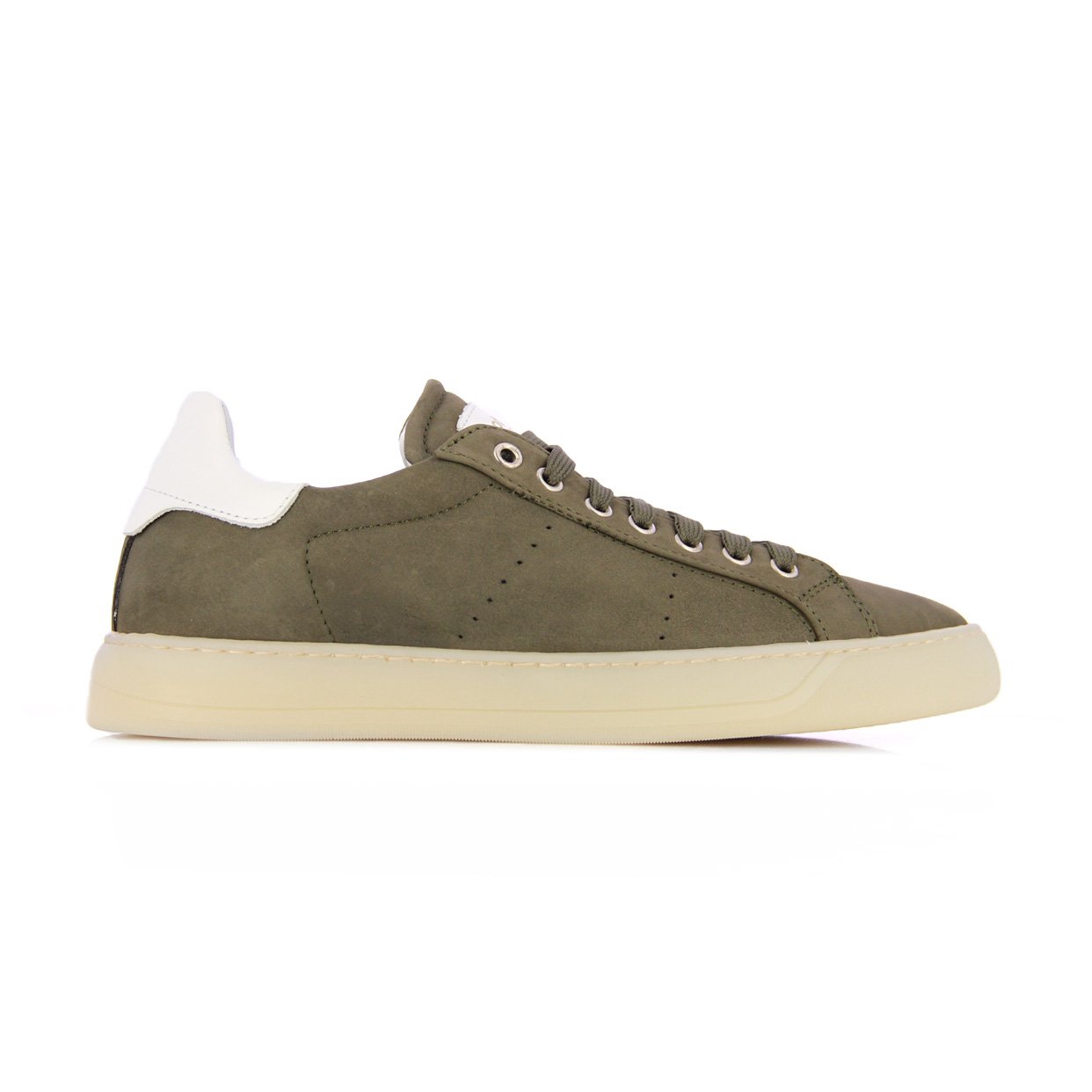 Low-Top Leather Sneaker -Green/White