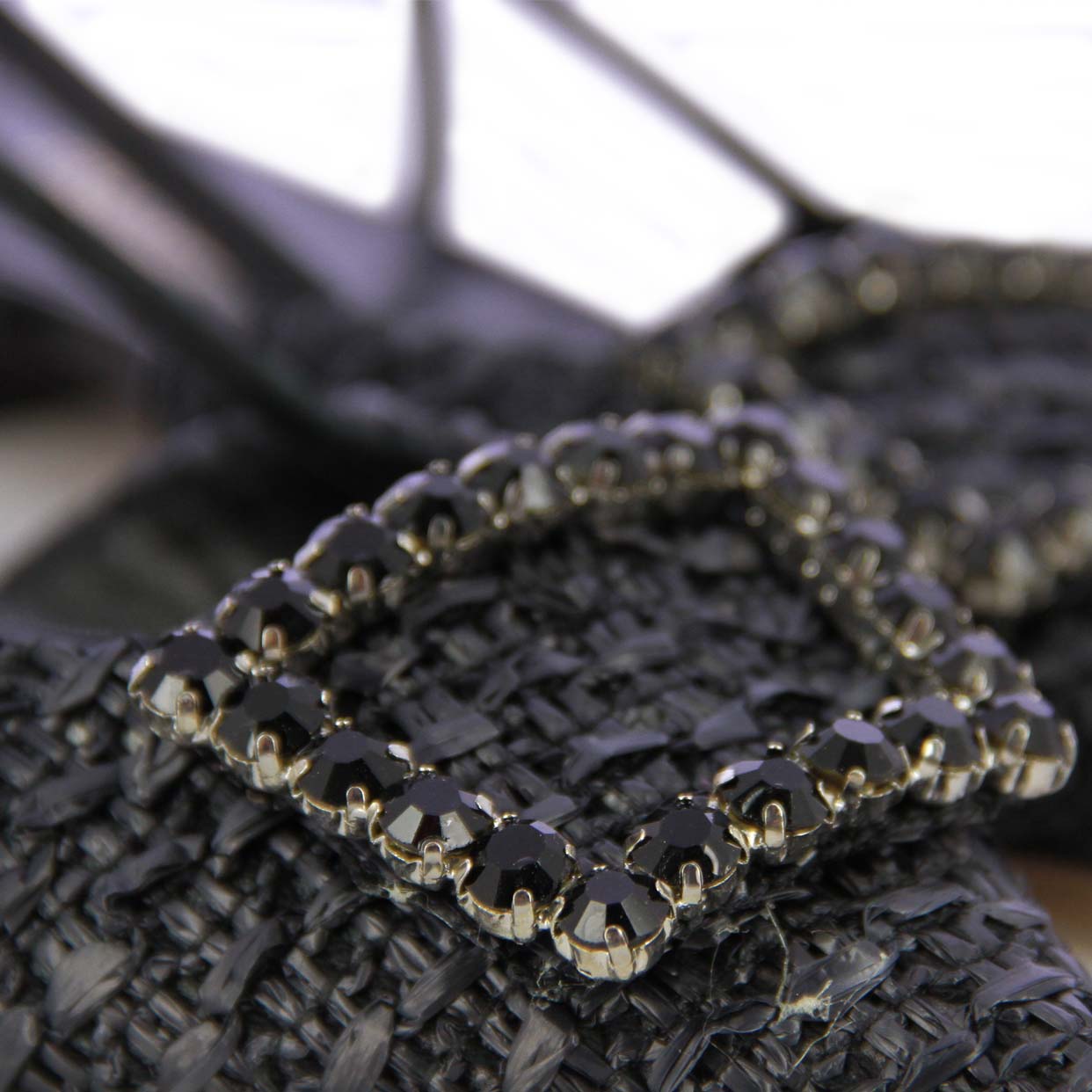 Raffia Jewel Slingback Flats -Black - Image 4