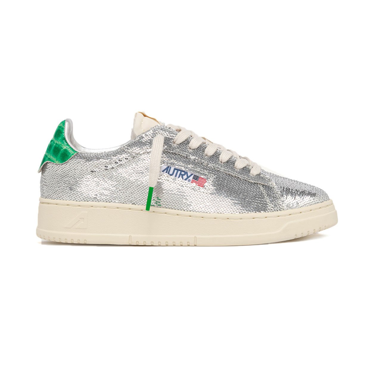Dallas Low "Sparkling" Sneakers -Silver/Green