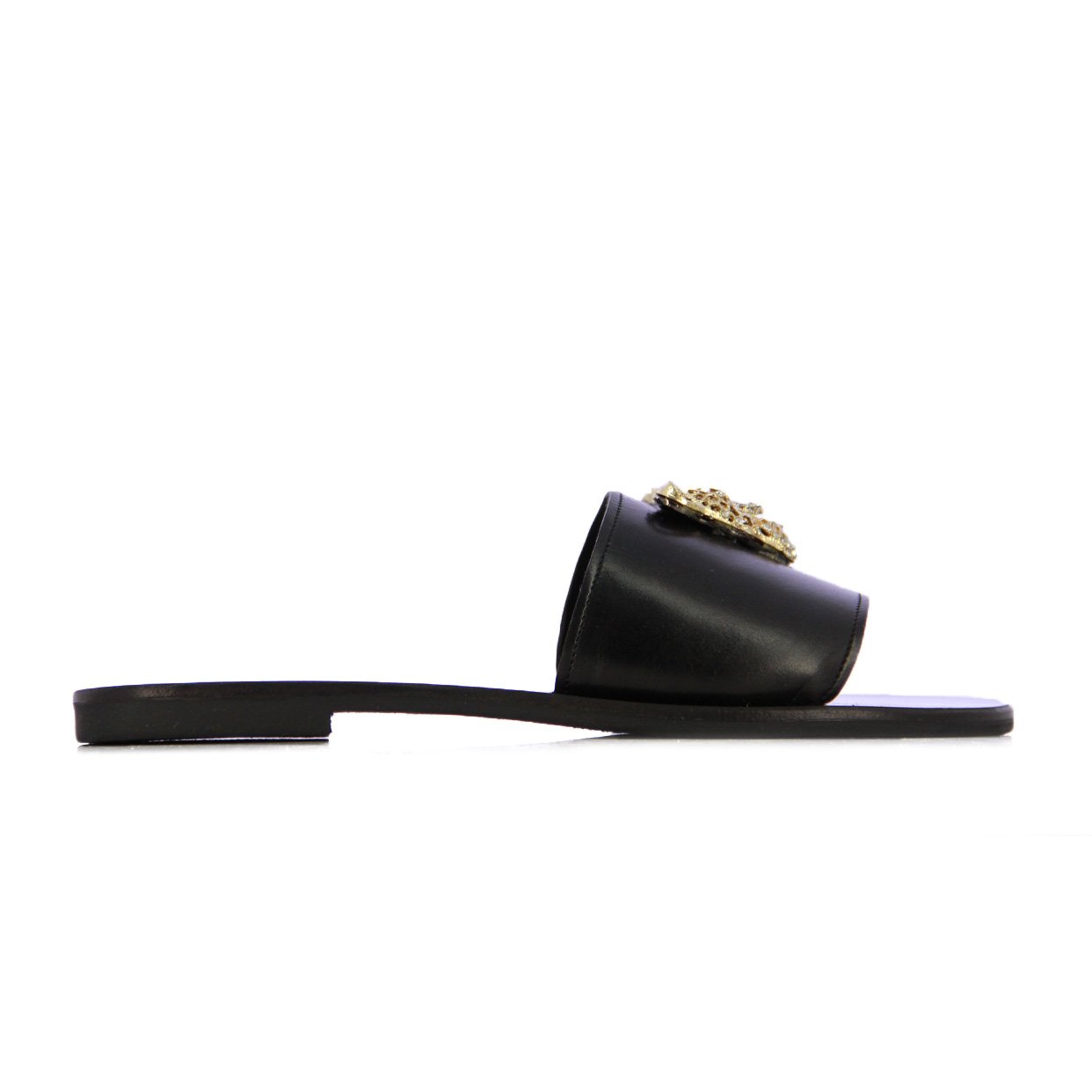 Leopard Slip On Sandal -Black