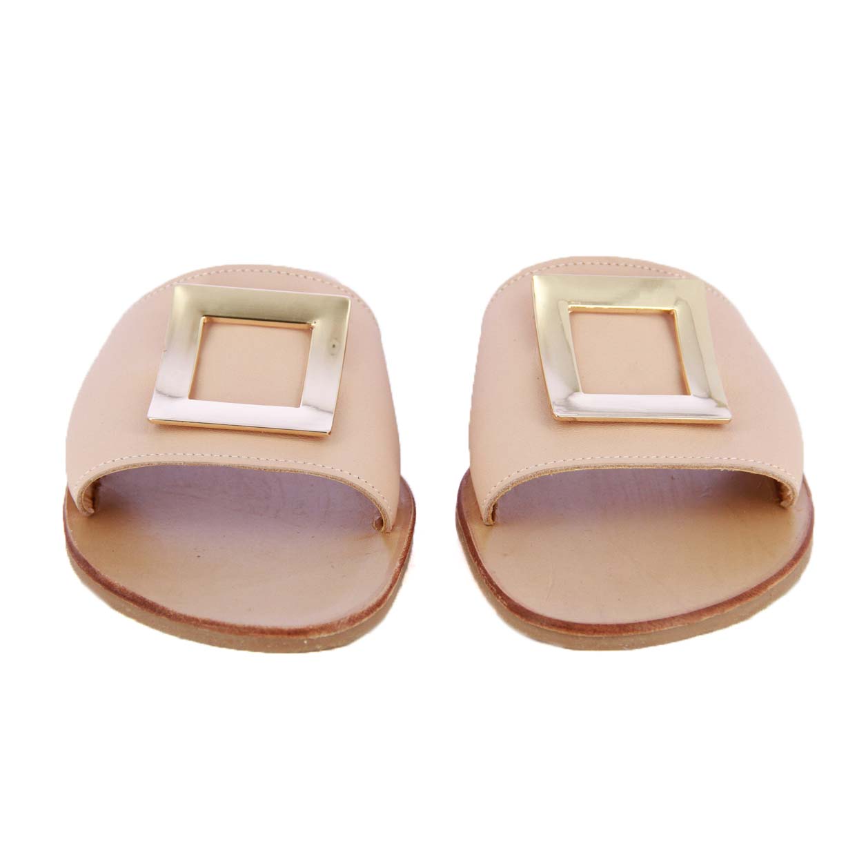 Buckle Slip On Sandals -Beige - Image 3