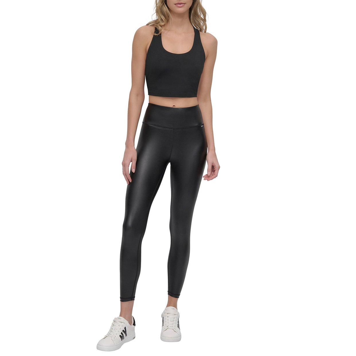 Mid Rise Coated 7/8 Length Legging -Black