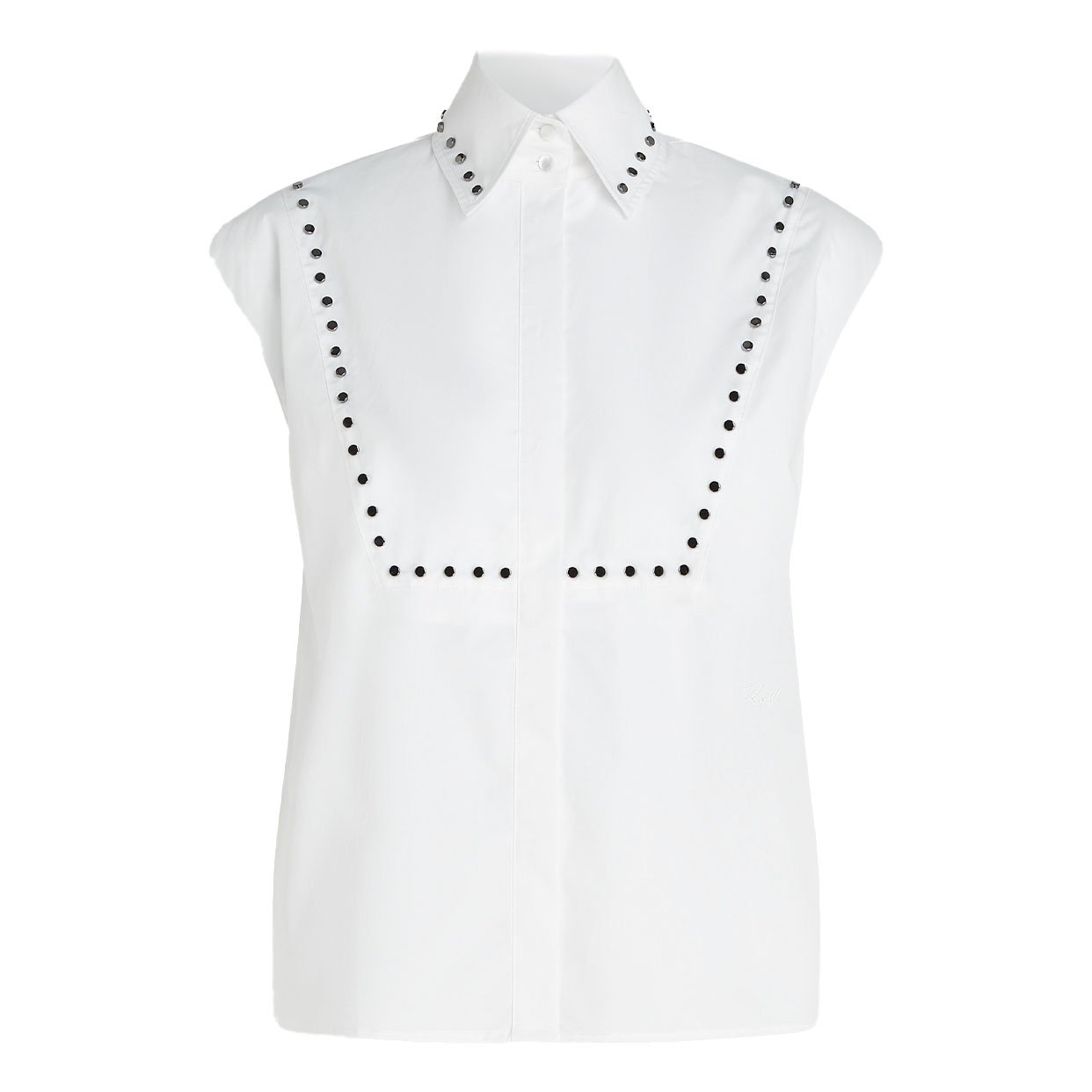 Studded Poplin Shirt -White
