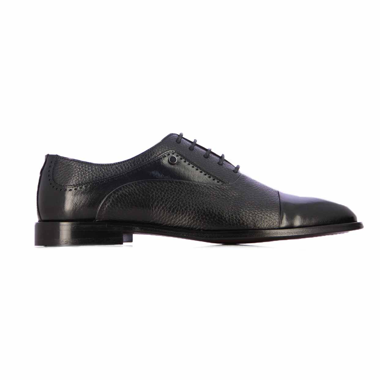 Formal Lace-Up Cap Toe Shoe -Black