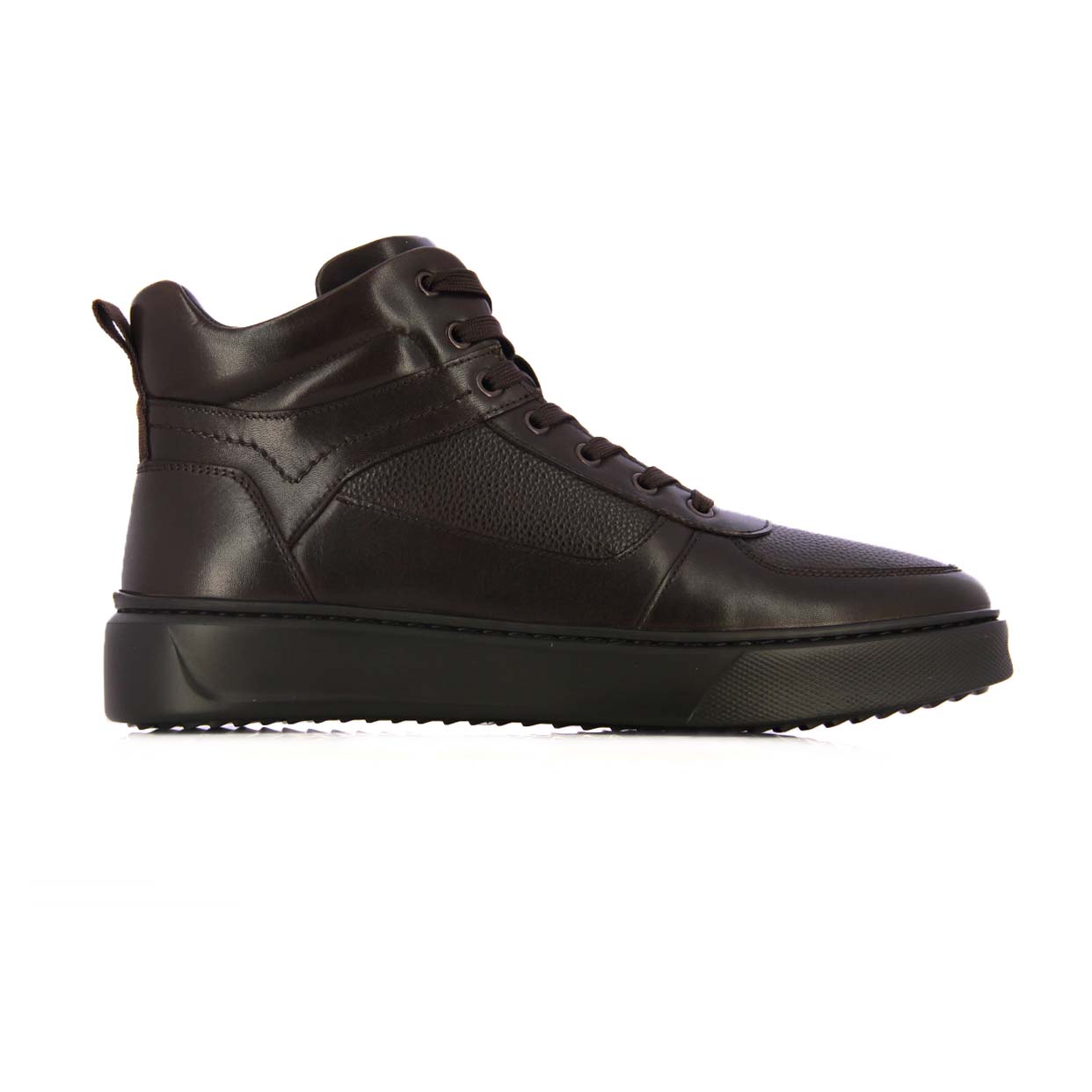 Hi-Top Leather Sneakers -Dark Brown